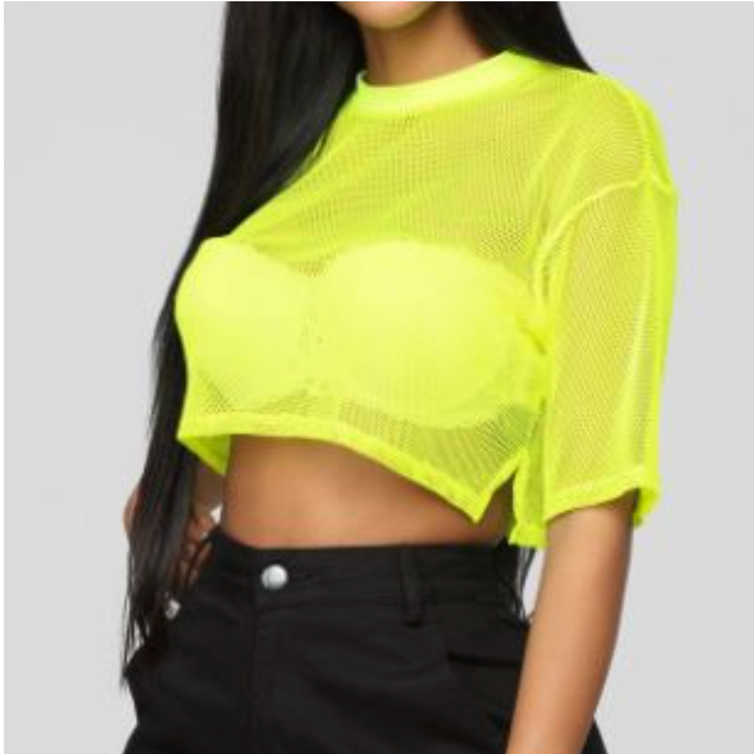 Yellow Neon Fishnet Top